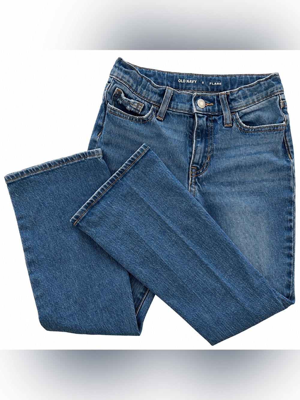 Dark Blue Flare Wide-Leg Jeans - Adjustable